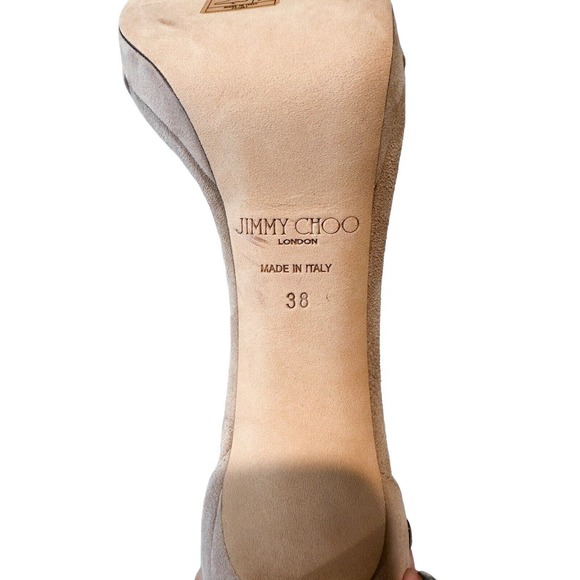 NWOB Jimmy Choo Misty 100 neutral beige Blush Pink Platform High Heel Sandal 38 - Picture 9 of 13